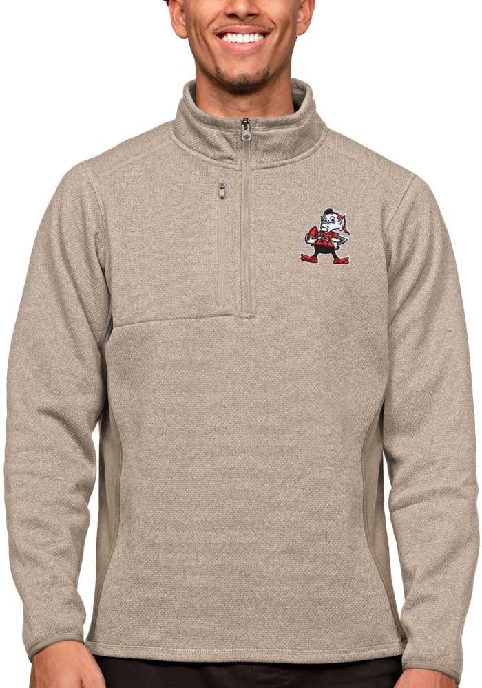 Antigua Cleveland Browns Mens Oatmeal Course Pullover Jackets