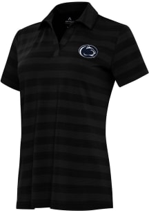 Womens Penn State Nittany Lions Black Antigua Tunnel Short Sleeve Polo Shirt