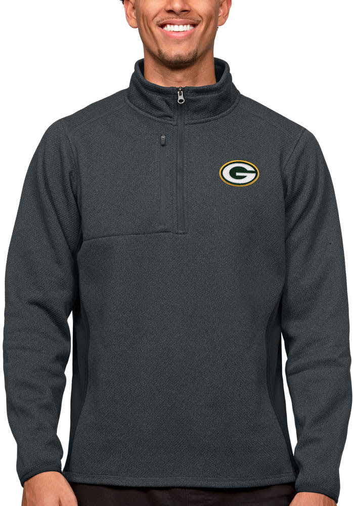Antigua Green Bay Packers Mens Charcoal Course Pullover Jackets