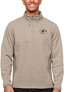Antigua Green Bay Packers Mens Oatmeal Course Long Sleeve 1/4 Zip Pullover