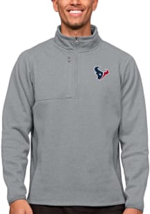 Antigua Houston Texans Mens Grey Course Long Sleeve 1/4 Zip Pullover