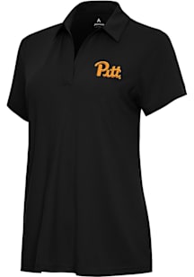 Antigua Pitt Panthers Womens Black Era Short Sleeve Polo Shirt