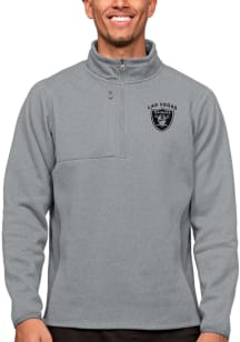 Antigua Las Vegas Raiders Mens Grey Text Course Long Sleeve 1/4 Zip Pullover