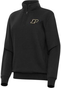 Womens Purdue Boilermakers Black Antigua Victory Qtr Zip