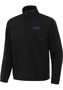 Antigua TCU Horned Frogs Mens Black Brisk Long Sleeve Qtr Zip Pullover