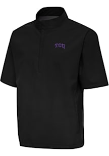 Antigua TCU Horned Frogs Mens Black Brisk Short Sleeve Jacket