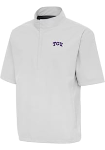 Antigua TCU Horned Frogs Mens Grey Brisk Short Sleeve Jacket