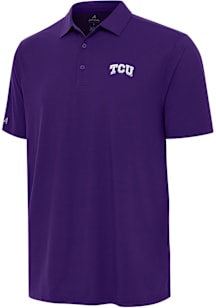 Antigua TCU Horned Frogs Mens Purple Era Short Sleeve Polo