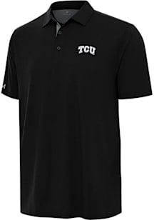 Antigua TCU Horned Frogs Mens Black Era Short Sleeve Polo