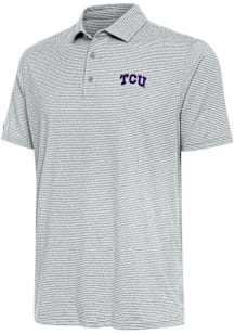 Antigua TCU Horned Frogs Mens Grey Scheme Short Sleeve Polo