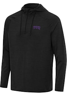 Antigua TCU Horned Frogs Mens Black Spikes Long Sleeve Qtr Zip Pullover