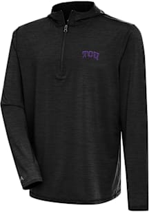 Antigua TCU Horned Frogs Mens Black Tidy Long Sleeve Qtr Zip Pullover