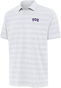 Antigua TCU Horned Frogs Mens White Tunnel Short Sleeve Polo