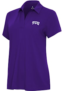 Antigua TCU Horned Frogs Womens Purple Era Short Sleeve Polo Shirt