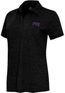 Antigua TCU Horned Frogs Womens Black Layout Short Sleeve Polo Shirt