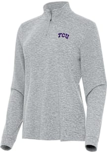 Antigua TCU Horned Frogs Womens Grey Mentor Qtr Zip Pullover