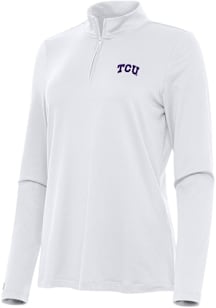 Antigua TCU Horned Frogs Womens White Reprocess Recycled Qtr Zip