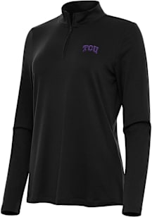 Antigua TCU Horned Frogs Womens Black Reprocess Recycled Qtr Zip