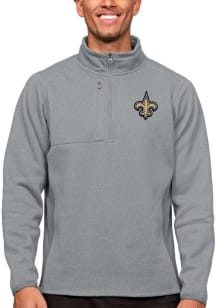 Antigua New Orleans Saints Mens Grey Course Long Sleeve 1/4 Zip Pullover