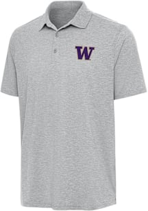 Antigua Washington Huskies Mens Grey Par 3 Short Sleeve Polo