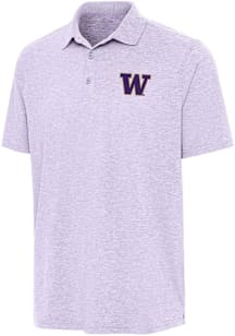 Antigua Washington Huskies Mens Lavender Par 3 Short Sleeve Polo