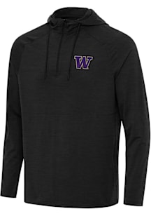 Antigua Washington Huskies Mens Black Spikes Long Sleeve Qtr Zip Pullover