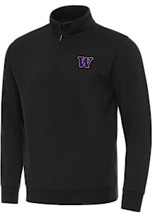 Antigua Washington Huskies Mens Black Victory Long Sleeve Qtr Zip Pullover