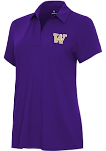 Antigua Washington Huskies Womens Purple Era Short Sleeve Polo Shirt