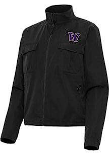 Antigua Washington Huskies Womens Black Even Par Light Weight Jacket