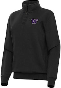 Antigua Washington Huskies Womens Black Victory Qtr Zip