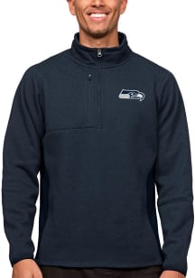 Antigua Seattle Seahawks Mens Navy Blue Course Long Sleeve 1/4 Zip Pullover
