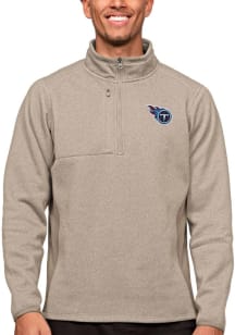 Antigua Tennessee Titans Mens Oatmeal Course Long Sleeve 1/4 Zip Pullover