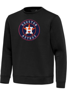 Antigua Houston Astros Mens Black Full Front Relevant Long Sleeve Crew Sweatshirt