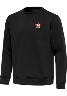 Antigua Houston Astros Mens Black Relevant Long Sleeve Crew Sweatshirt