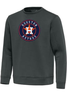 Antigua Houston Astros Mens Grey Full Front Relevant Long Sleeve Crew Sweatshirt