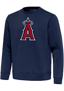 Antigua Los Angeles Angels Mens Navy Blue Full Front Relevant Long Sleeve Crew Sweatshirt