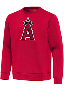 Antigua Los Angeles Angels Mens Red Full Front Relevant Long Sleeve Crew Sweatshirt