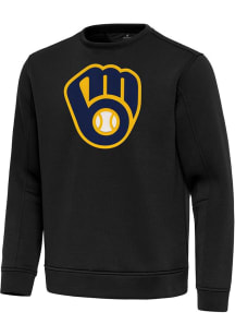 Antigua Milwaukee Brewers Mens  Full Front Relevant Long Sleeve Crew Sweatshirt