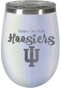 White Indiana Hoosiers 10oz Opal Stemless Wine Stainless Steel Stemless