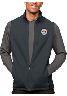 Antigua Pittsburgh Steelers Mens Charcoal Course Sleeveless Jacket