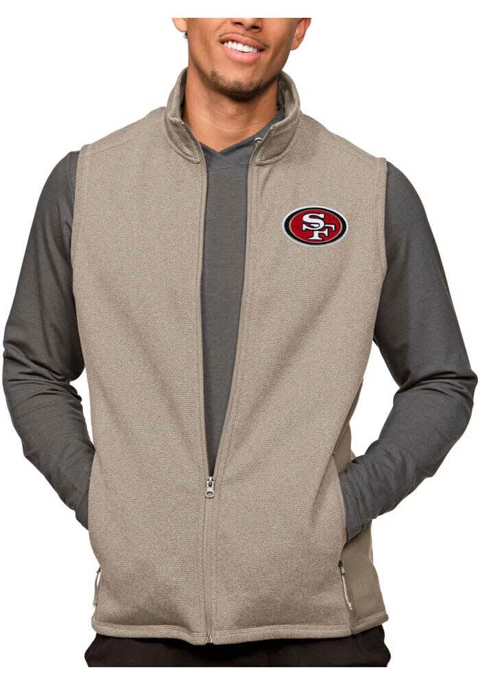 Antigua San Francisco 49ers Oatmeal Course Sleeveless Jacket, Oatmeal, 100% POLYESTER, Size M, Rally House