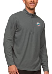Antigua Miami Dolphins Mens Charcoal Epic Long Sleeve 1/4 Zip Pullover