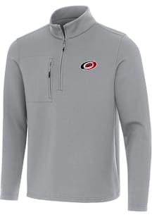 Antigua Carolina Hurricanes Mens Grey Insider Long Sleeve Qtr Zip Pullover