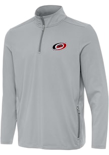 Antigua Carolina Hurricanes Mens Grey Perilous Long Sleeve Qtr Zip Pullover