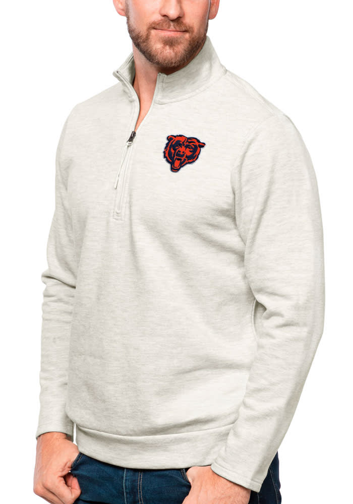 Antigua Chicago Bears Course Black Heather Quarter-Zip Long Sleeve