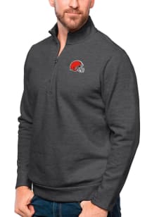 Antigua Cleveland Browns Mens Charcoal Gambit Long Sleeve 1/4 Zip Pullover