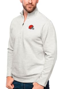 Antigua Cleveland Browns Mens Grey Gambit Long Sleeve 1/4 Zip Pullover