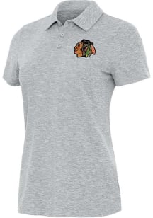 Antigua Chicago Blackhawks Womens Grey Matter Short Sleeve Polo Shirt