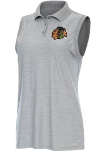 Antigua Chicago Blackhawks Womens Grey Recap Polo Shirt