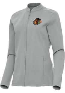 Antigua Chicago Blackhawks Womens Grey Regard Light Weight Jacket
